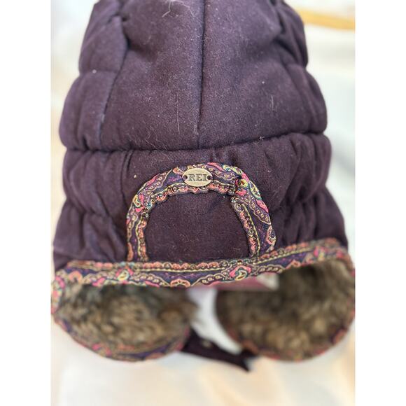 REI Trapper Hat Faux Fur Ear Flap Plum Winter Wool Blend One Size - Picture 4 of 6